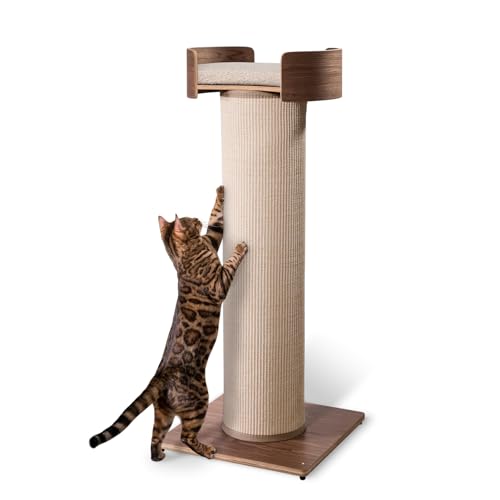 Giant Scratching Tower w (Walnut Wood & Beige Sisal)