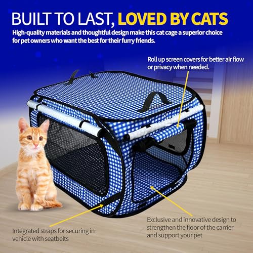 Extra Large Cat Carrier for Travel (Blue)