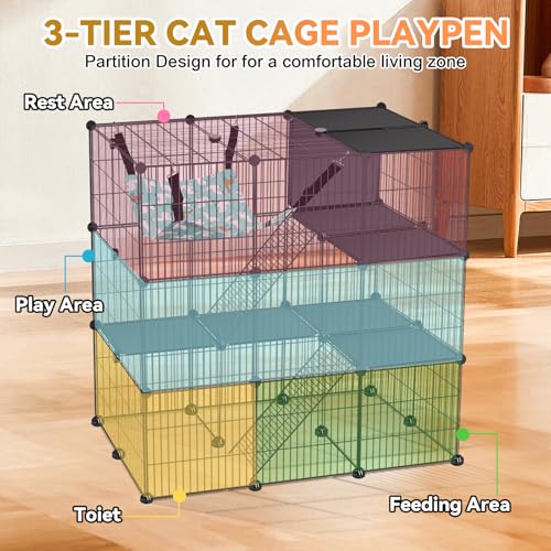 Cat Cage, 3-Tier DIY Cat Enclosures Catio, Cat Playpen 36"x 24"x 36"