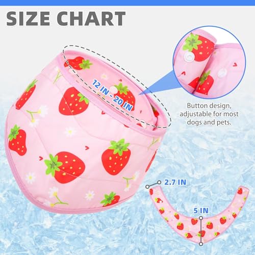 Dog Cooling Bandana (Strawberries+Duck / Neck Girth(12-20in))