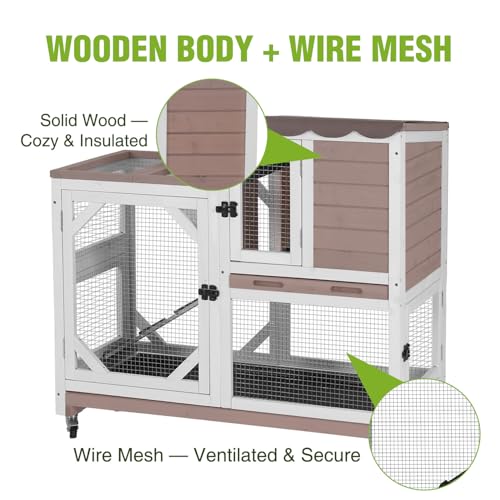 Wooden 2 Story Rabbit Hutch Indoor Outdoor (Brown / 39.3"L x 22.0"W x 36.8"H)
