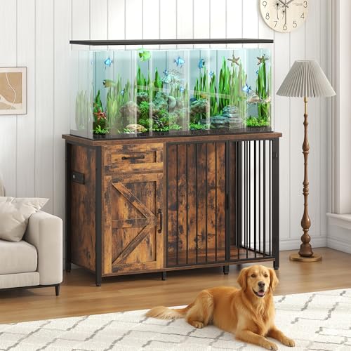 30 Inch Dog Crate Furniture with Cabinet (Brown / 48.8"L x 19.7"W x 32.7"H)
