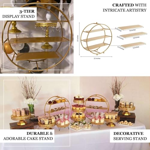 Efavormart 3 Tier Metal Round Cupcake Stand 21" Matte Gold (3-Tier 21" Round / Gold)