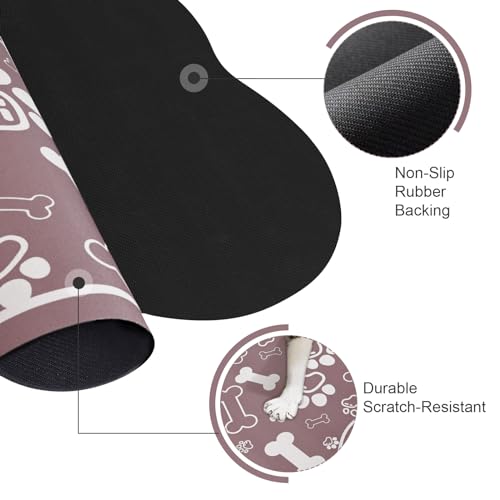 Dog Cat Mat for Food and Water (36"L x 23"W / Bone Shaped Brown)