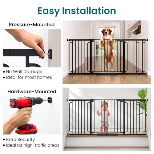 Extra Wide Baby Gate (Black / 36.6"-69" W x 30.5" H)