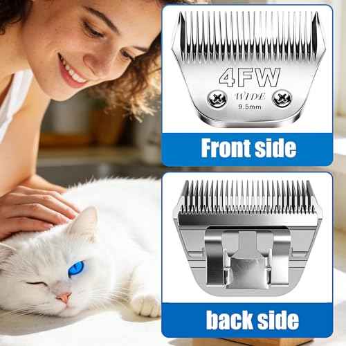 4FW Wide Blade Dog Grooming Blades for Andis (Silver/4FW-2Pack)