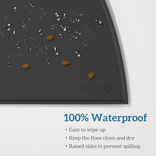 Cat Food Mat Silicone Pet Feeding Mat (18"L x 10"W / Black)