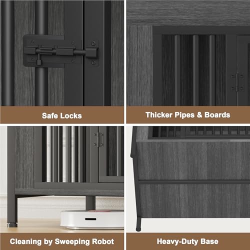 47.24" Dog Crate Furniture for 1 or 2 Dogs (Dark Grey / 47.2"L x 28.4"W x 37.0"H)
