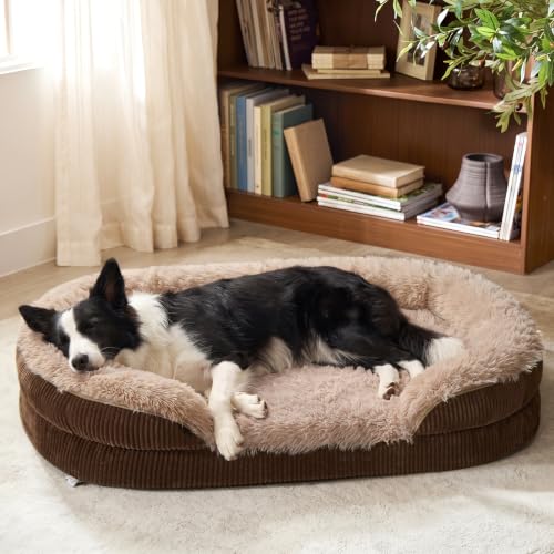 Fluffy Orthopedic Dog Bed for Large Dogs (Dark Brown / L-PLUS (38"x 28"x 7"))