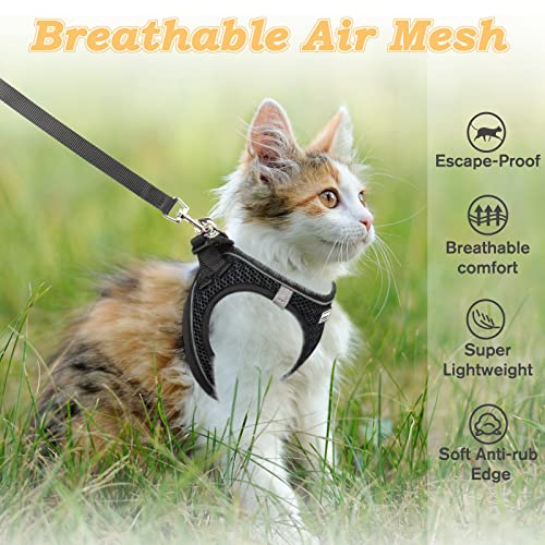 Cat Harness and Leash for Walking Escape Proof (S / Black)