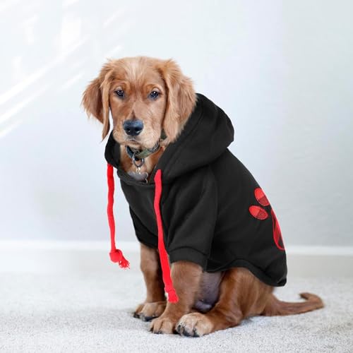 Dog Hoodie Flannel Pet Hooded Sweater with Hat Puppy Pullover Sweater Shirt (XX-Large / Black)