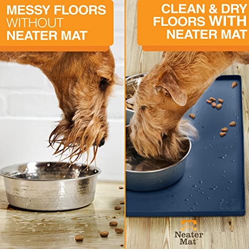 Neater Mat Pet Mats for Food and Water (32"L x 24"W / Dark Blue)
