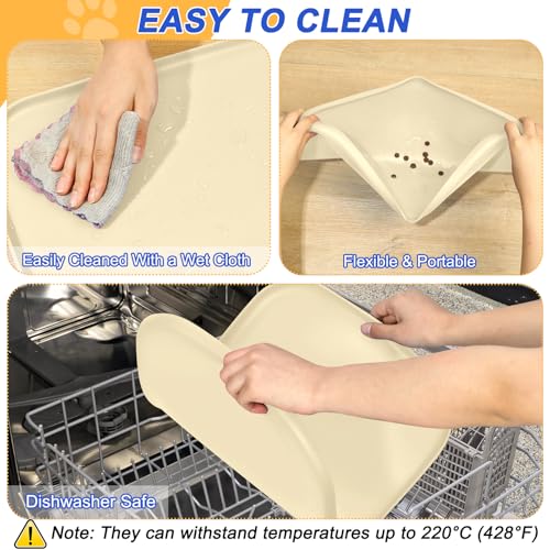 Silicone Pet Food Mat with Raised Edge for Food and Water Bowl