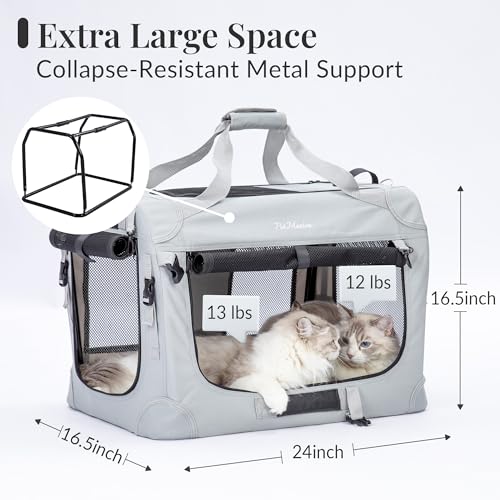 Extra Large Cat Carrier for 2 Cats (Starry Grey / 24.0"L x 16.5"W x 16.5"H)