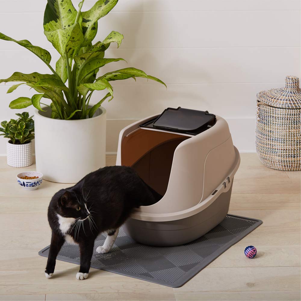 No Mess Hooded Enclosed Cat Litter Box with Odor Control and Swinging Door (Large (Pack of 1))
