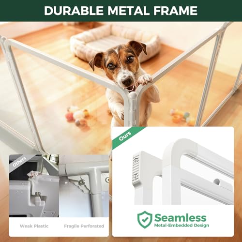 AuraSpace Pro Acrylic & Wire Mesh Indoor Dog Playpen (White / 24"H)