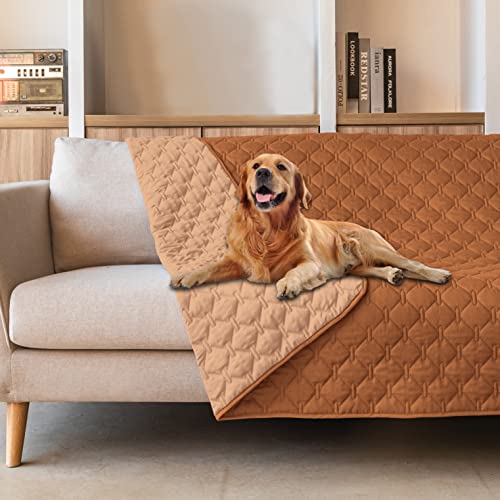 Waterproof Dog Blankets for Large Dogs (82x120 Inch (Pack of 1) / Dark Pumpkin/Light Pumpkin)