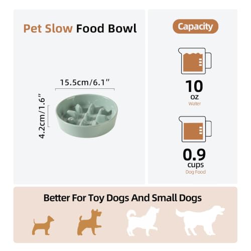 Ceramic Slow Feeder Dog Bowls (Light Green)