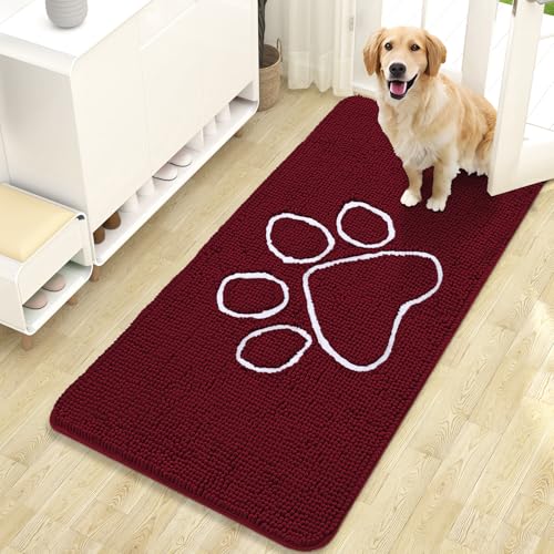 Dog Door Mat for Muddy Paws 47x24 (Burgundy / 47" X 24")