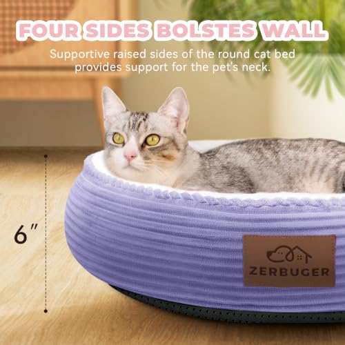 20in Violet Round Dog Bed Sofa for Dogs Cats (Violet / Small)