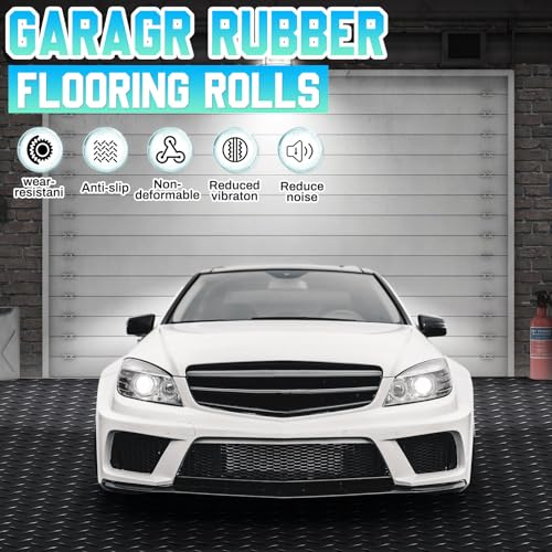16 in x 32.8 ft Rubber Flooring Rolls Mats (Diamond Plate / 16 in x 32.8 ft / Black)