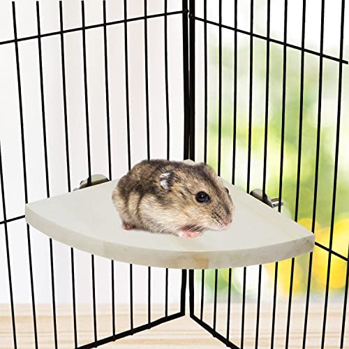 Bird Perch Stand 2 Pack Wooden Platform Corner Ledge for Budgies Cockatiels Conures African Greys Rats Gerbils Chinchillas Squirrels