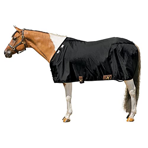 Dura Nylon Horse Stable Sheet (Horse Size 72 / V-Free |Closed Front | Legstrap with Tail / Black)