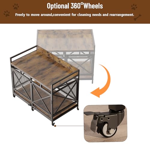 48" Dog Crate with Wheels (Brown / 36.0"L x 27.5"W x 47.2"H)