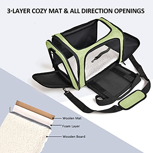 Large Cat Carriers Dog Carrier Pet Carrier for Large Cats Dogs Puppies up to 25Lbs (20.0"L x 13.0"W x 13.0"H / Green)