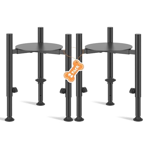 2 Pack Adjustable Dog Bowls Elevated Stand (Black-4 Heights 2 Pack)