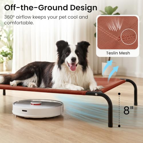 Elevated Cooling Dog Bed for Large Dogs (Terracotta / 48" X 35.5" X 8")