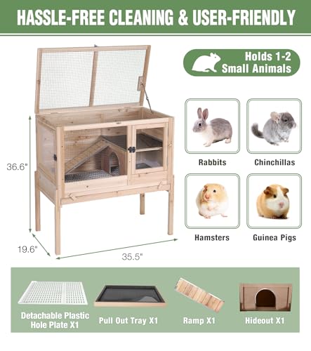 Guinea Pig Cage Indoor with Chew (Natural Wood)
