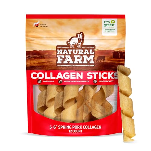 Natural Farm Curly Pork Collagen Sticks (12 Count (Pack of 1))