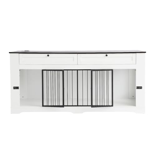 Large Dog Crate Furniture (White / 70.9"L x 23.6"W x 32.9"H)