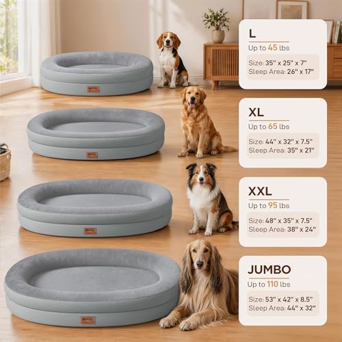 Waterproof Orthopedic Dog Bed for Large Dogs (Silver / 44"L x 32"W x 7.5"Th)