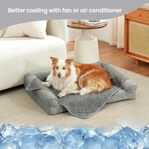 Deluxe Leakproof Cooling Blanket for Small Dogs Q (Heather Charcoal Grey / 25*35)