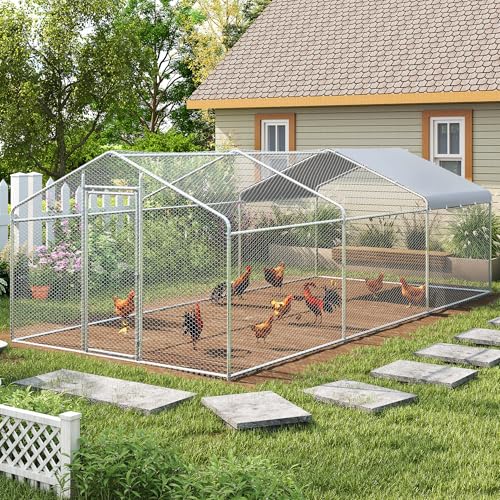 Large Metal Chicken Coop (227.0"L x 107.5"W x 77.0"H)