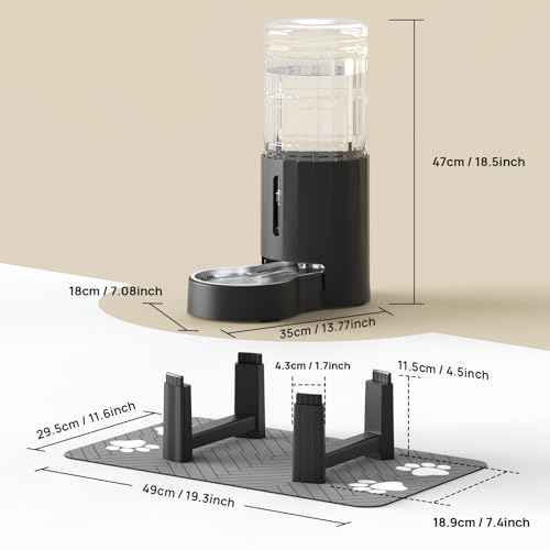 Gravity Dog Water Bowl Dispenser (Black / 9.5L+Stand+Mat)