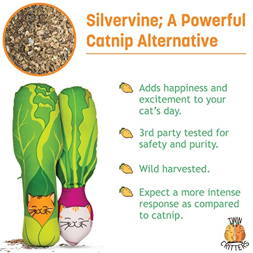 KittiVeggi 2 Pack Organic Silvervine Catnip Substitute Toys for Cats & Kittens (Vegetables)