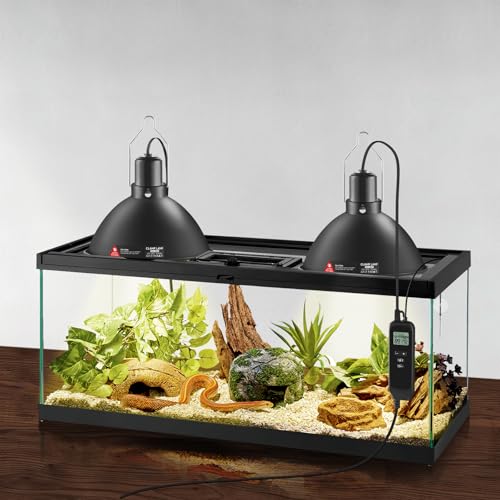 8.5 inch Reptile Heat Lamp Fixture with Thermostat and Timer (8.5 inch without CHE Bulb)