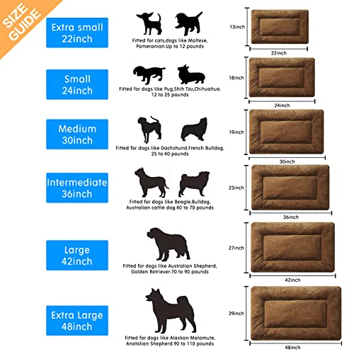 Dog Crate Pad Washable Dog Bed for Crate Medium Cozy Mat 36 (36.0"L x 23.0"W x 1.0"Th / brown)