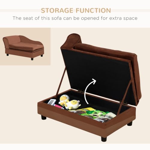 Luxury Fancy Dog Couch with Hidden Storage (Brown)
