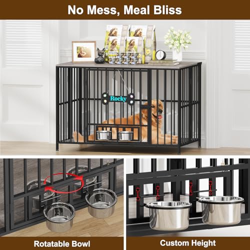43" Dog Crate Furniture Foldable (Oak Grey / 43.0"L x 27.0"W x 29.2"H)