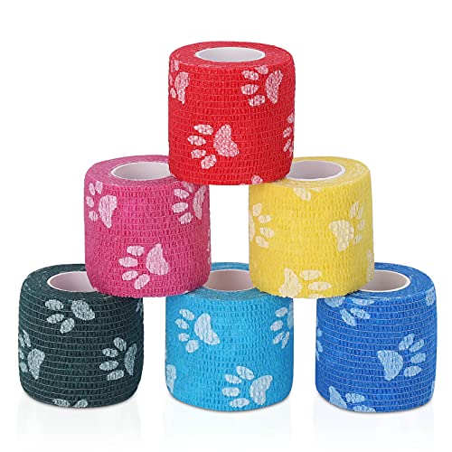 Vet Wrap Self Adhering Bandage Wrap Cohesive Bandage Multi (Mixed-1 6 Rolls)