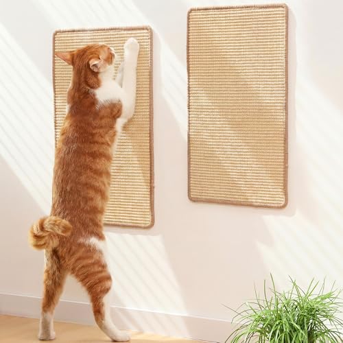 2 Packs Cat Scratching Mat (Beige-2 Packs-19.6 x 11.8 Inch)