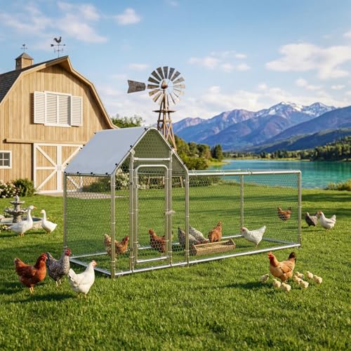 Small Metal Chicken Coop (118"L x 39.5"W x 59"H)