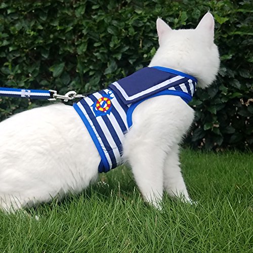 Cat Harness and Leash Set Escape Proof (Sailor Suit Blue / M 5.5-9 lbs)