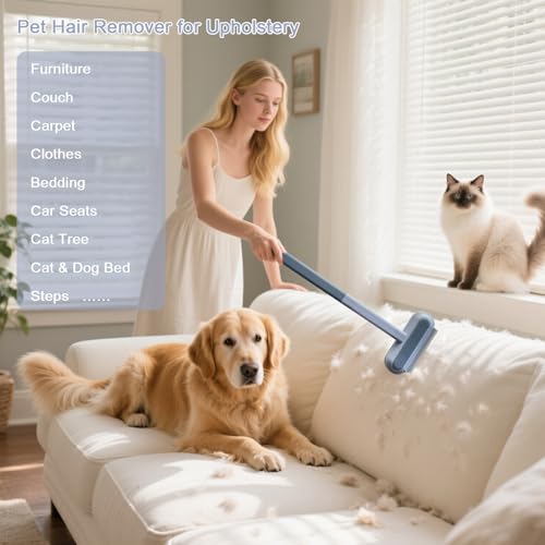 14" Long Handle Pet Hair Remover for Furniture & Couch