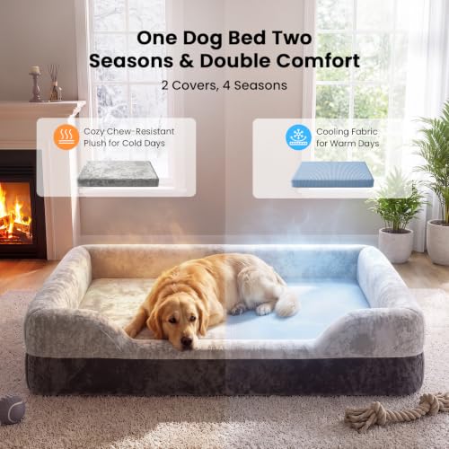 Extra Large Orthopedic Dog Bed for XL Dogs with Cooling Gel Solid Memory Foam (45.0"（115cm）IX 35.0"（90cm）w X 7"(18cm)th)