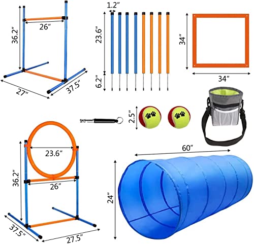 Dog Agility Training Equipment (5 PCS SET with Tunnel)